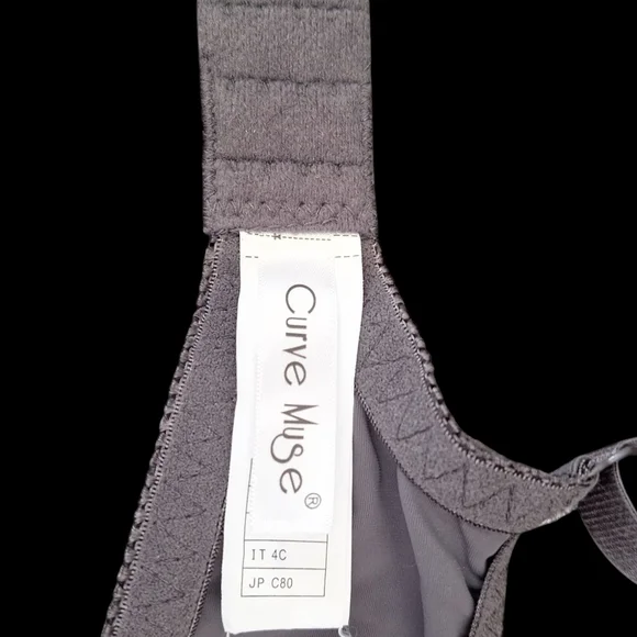 Gray and Blue Lace Trim Bra Set - Picture 4 of 4